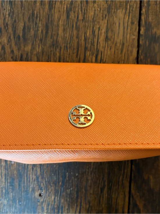 Tory Burch Accessories - Tory Burch Orange Leather Glasses Case with Gold Logo